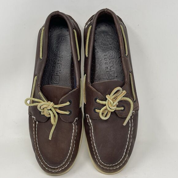 Sperry Top Sider Boat Shoes Mens 11 M Brown Leather Casual Two Eye Lace Up - Picture 9 of 16